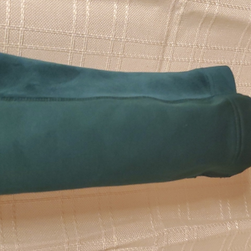 Pink Leggings Women's Size Large L Emerald Green Legging Velour Type Side Panels - Picture 7 of 13